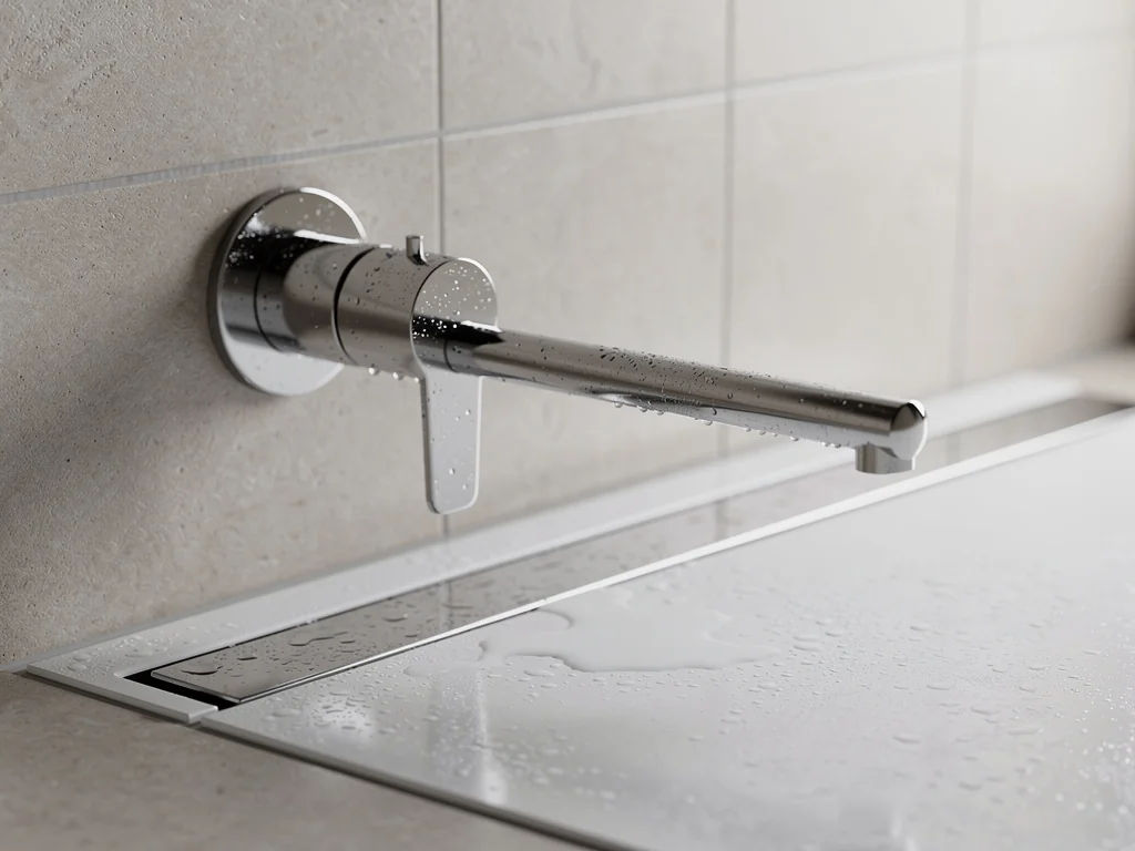 Receveur extra-plat et mitigeur thermostatique dans une douche accessible